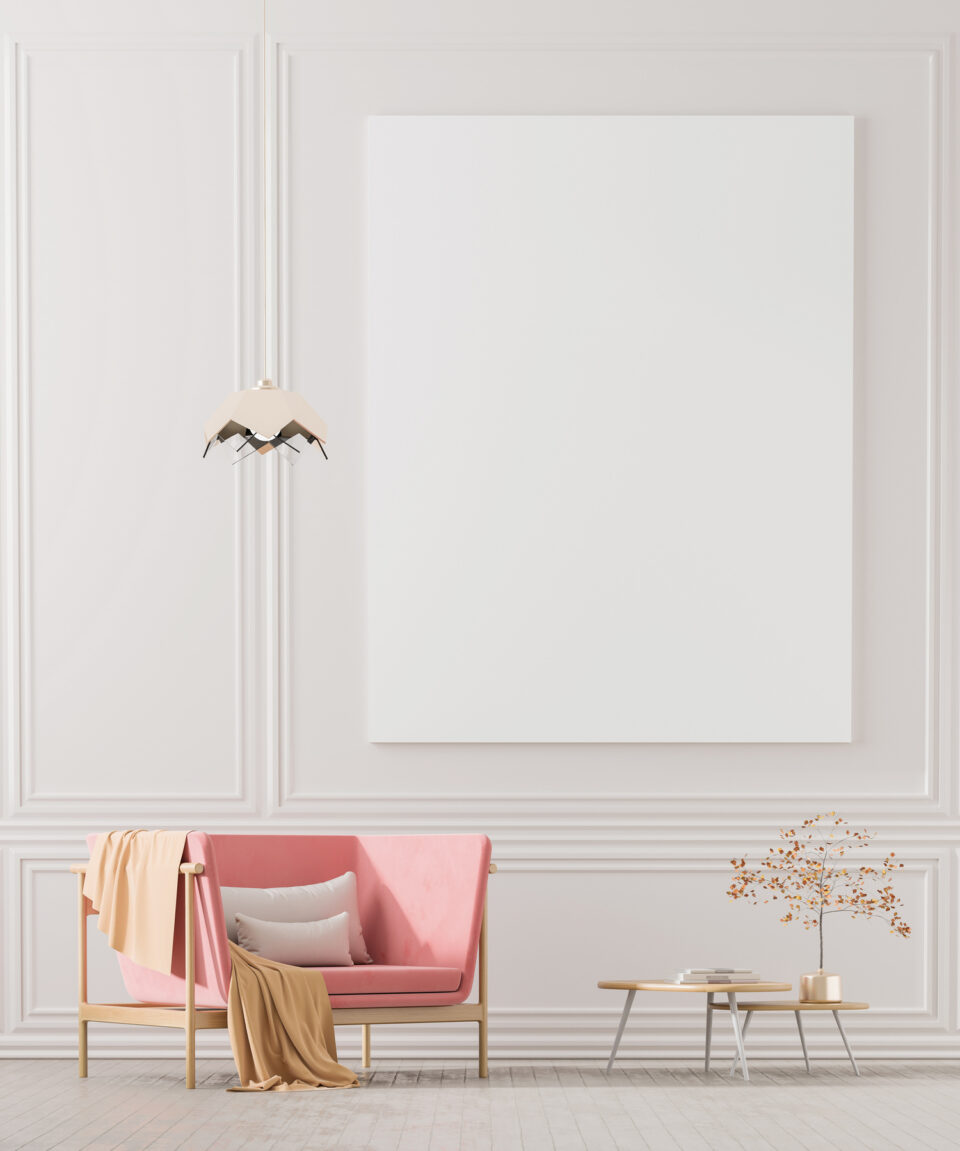 Mock up poster frames in scandinavian style interior with arcmha